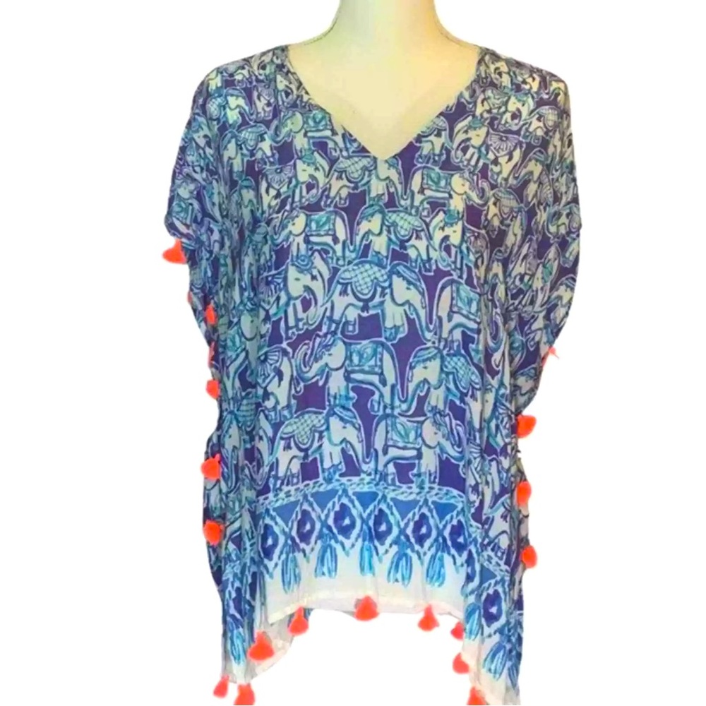 LILLY PULITZER~Sz-S/M~Sydney Get Trunky Elephant Print Shirt Top Cover Up Caftan